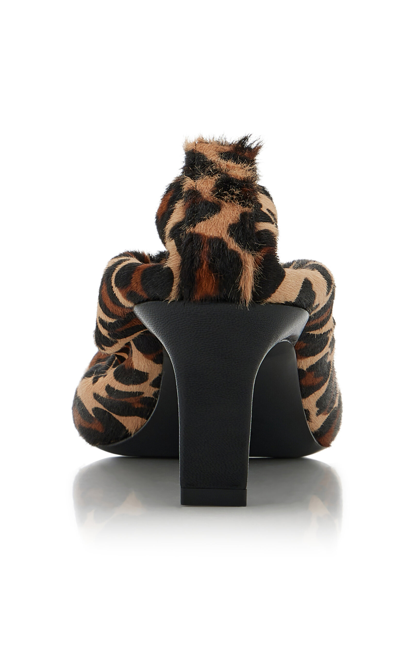 Calf Hair Pointed Ruched Pumps print - 5