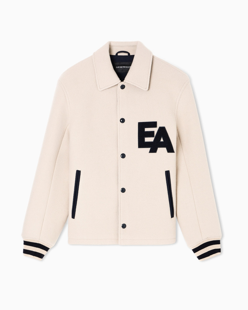 BLOUSON WITH PRESS STUDS IN WOOL CLOTH WITH AN OVERSIZED EA PATCH 1