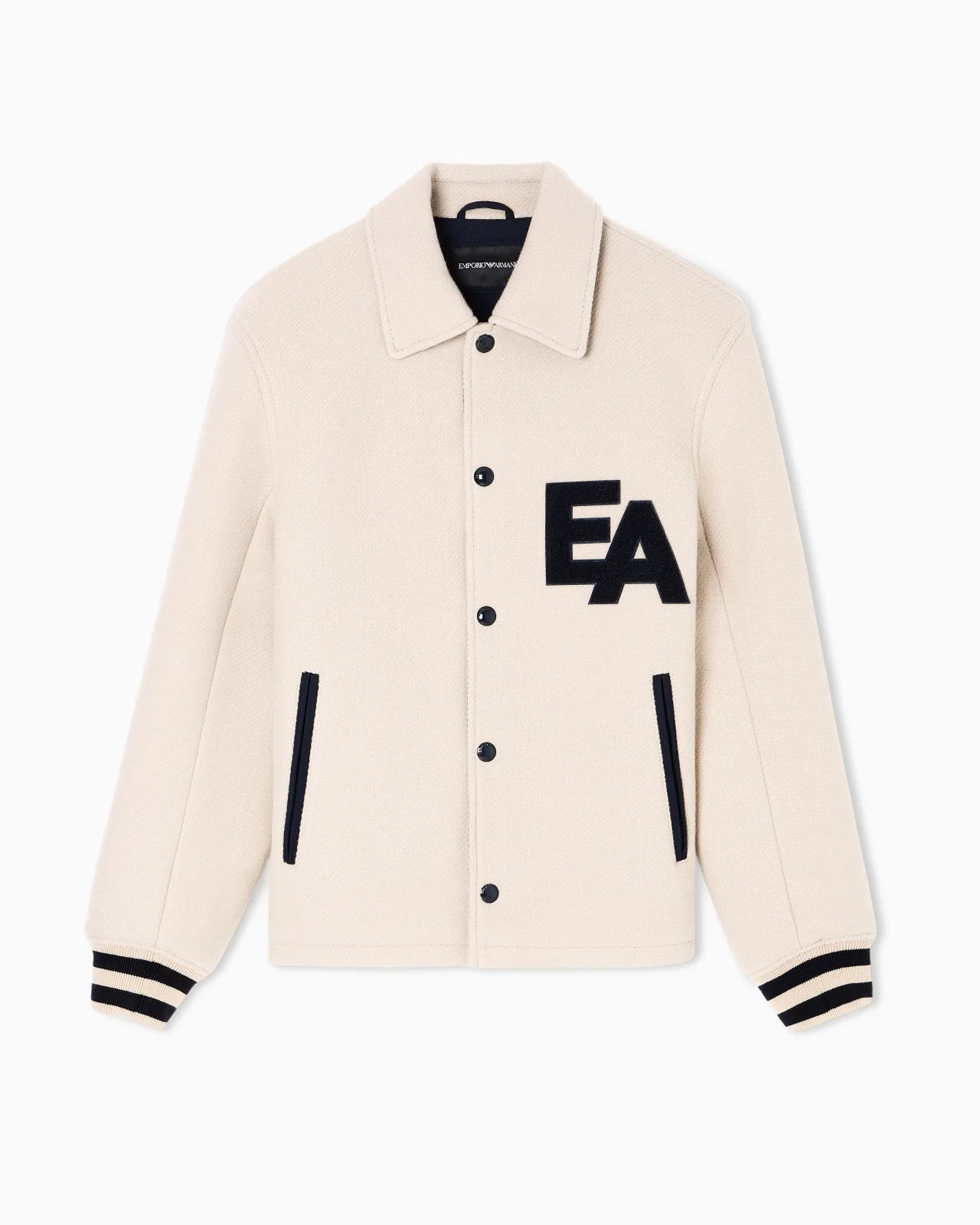 BLOUSON WITH PRESS STUDS IN WOOL CLOTH WITH AN OVERSIZED EA PATCH - 1