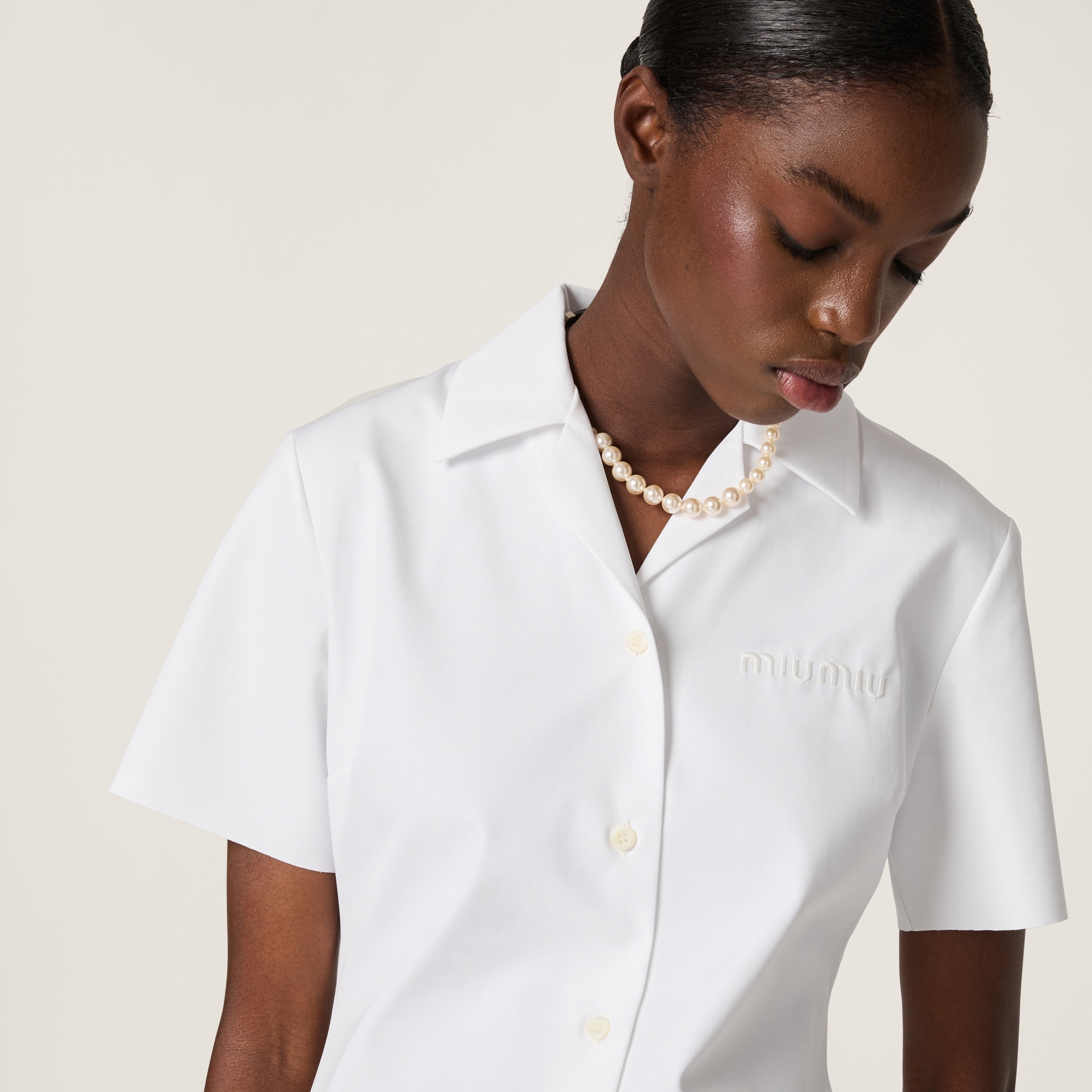Poplin and jersey mini-dress - 4