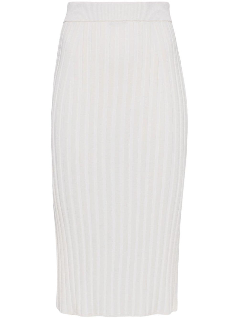 Satiny rib-knit midi skirt 1