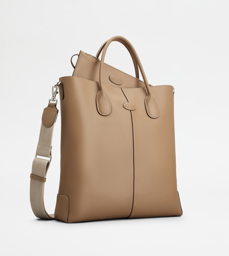 TOD'S DI BAG TOTE BAG IN LEATHER E SHEARLING MEDIUM - BEIGE 3