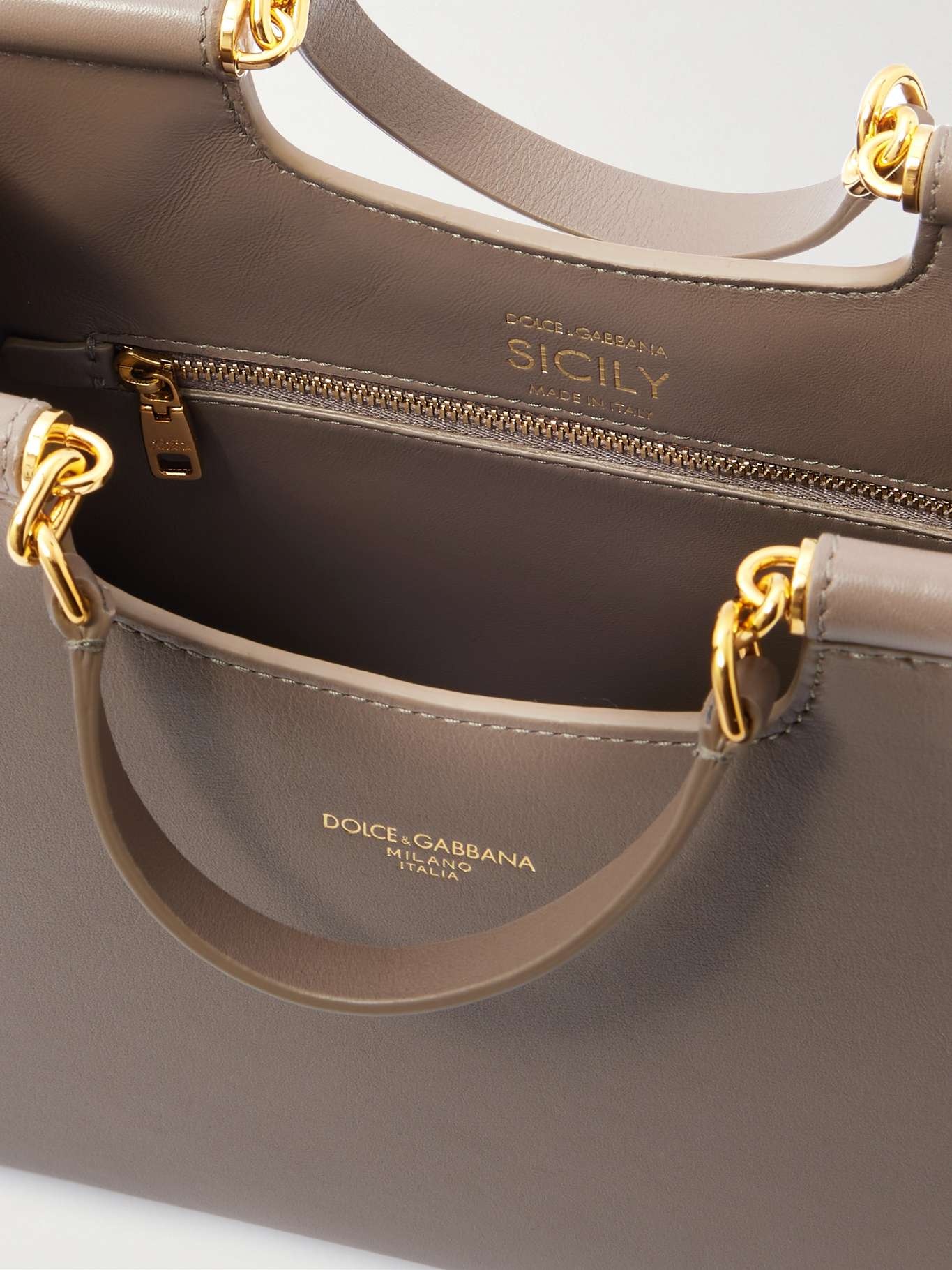 Sicily Shopper small leather tote Taupe - 5