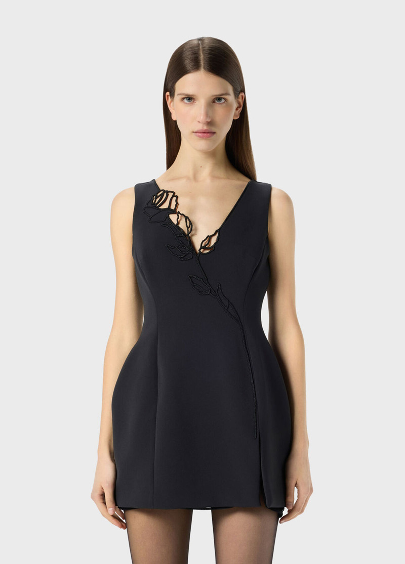 SHORT CADY DRESS WITH ROSE EMBROIDERY - 1