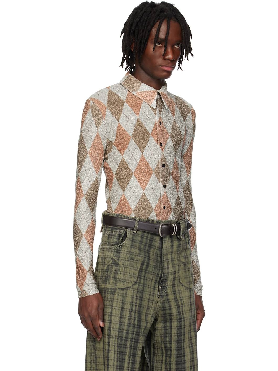 Gray & Brown Harry Print Fitted Shirt - 2