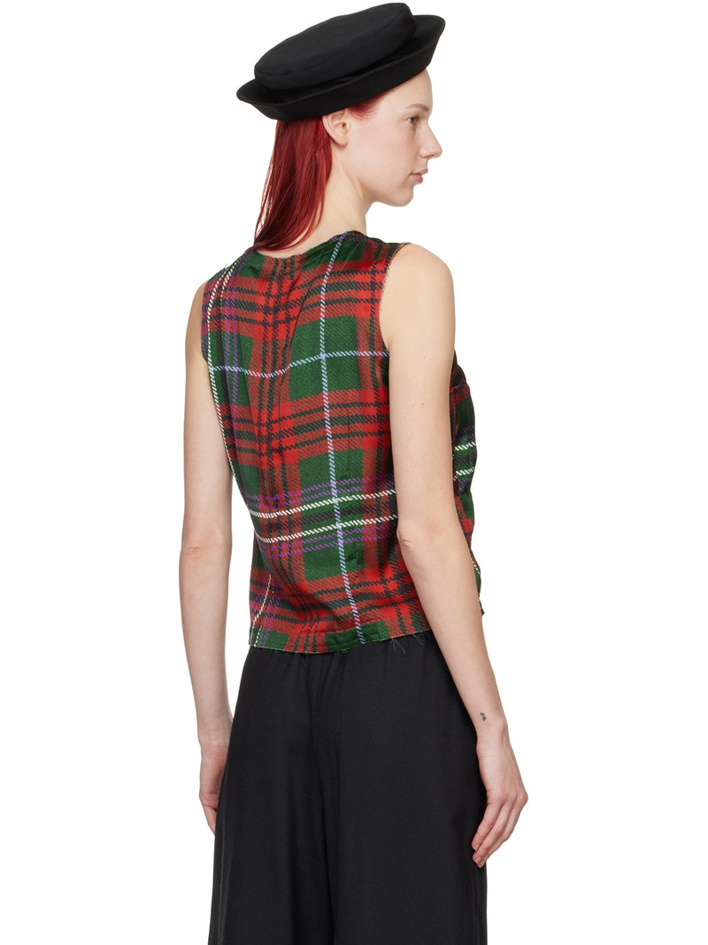 Red & Green Pleated Tank Top 3