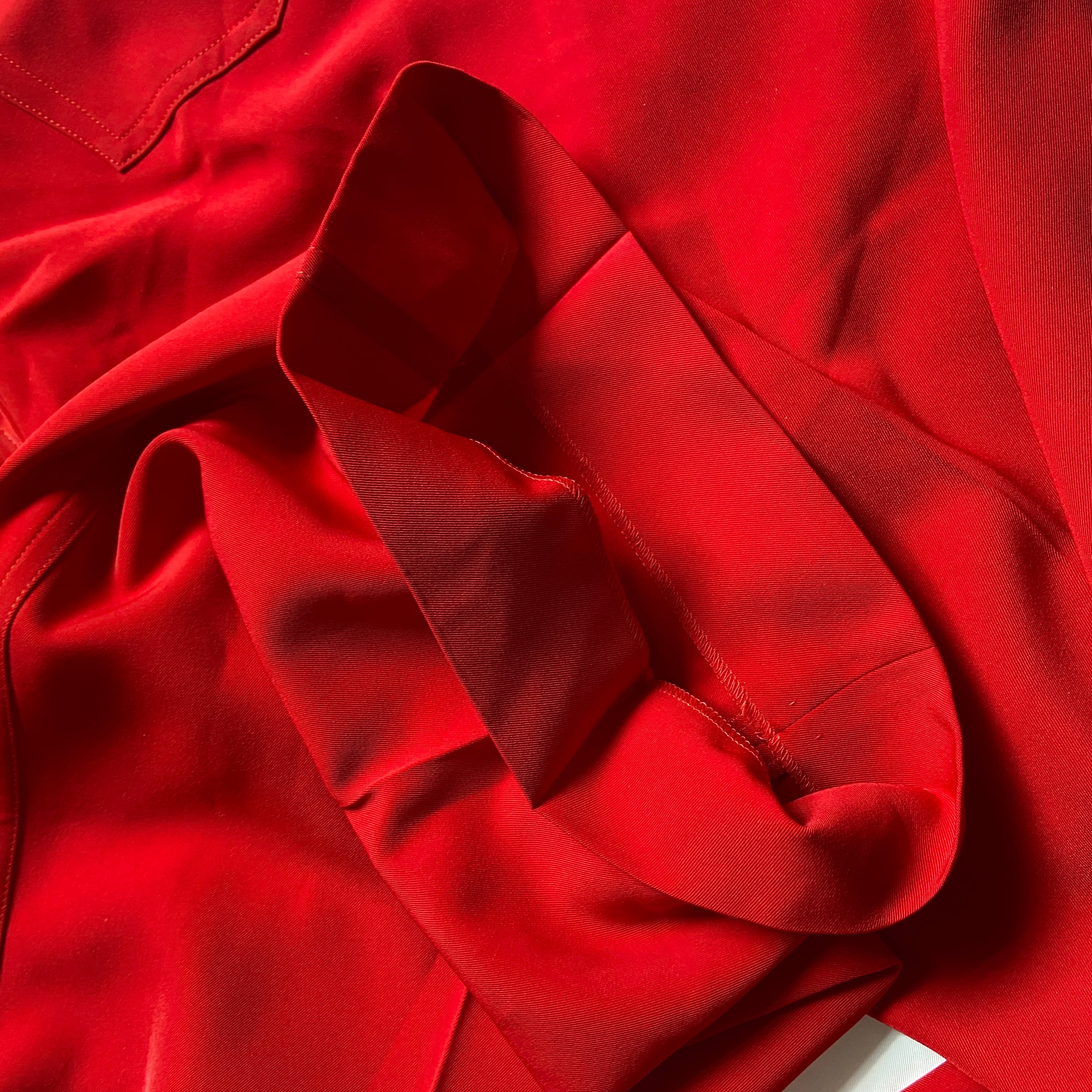 Balenciaga Bwnt ss19 runway set red 80s boxy shoulder blazer pants suit set 44 - 33