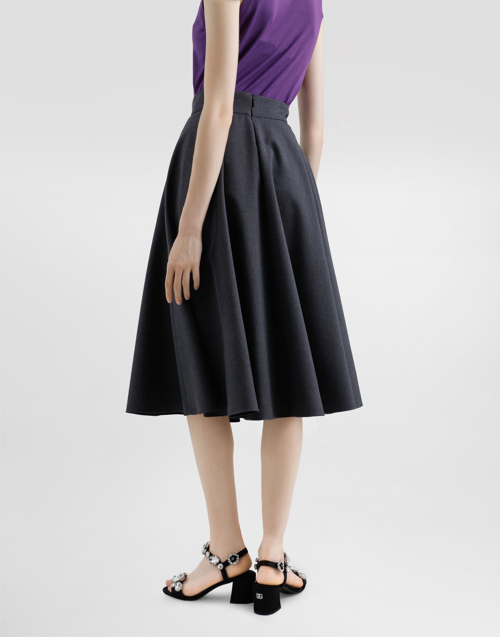 Woolen midi circle skirt - 5