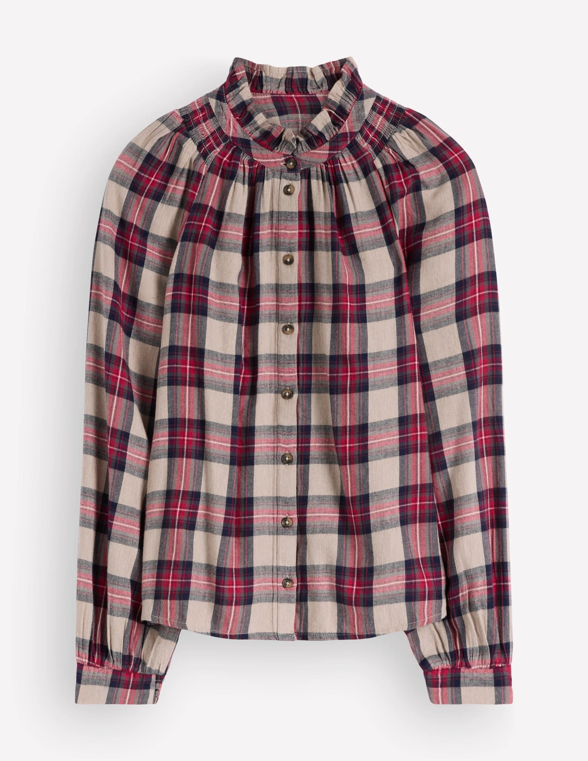 Erica Frill Check Top-Oatmeal, Navy and Red Check - 1