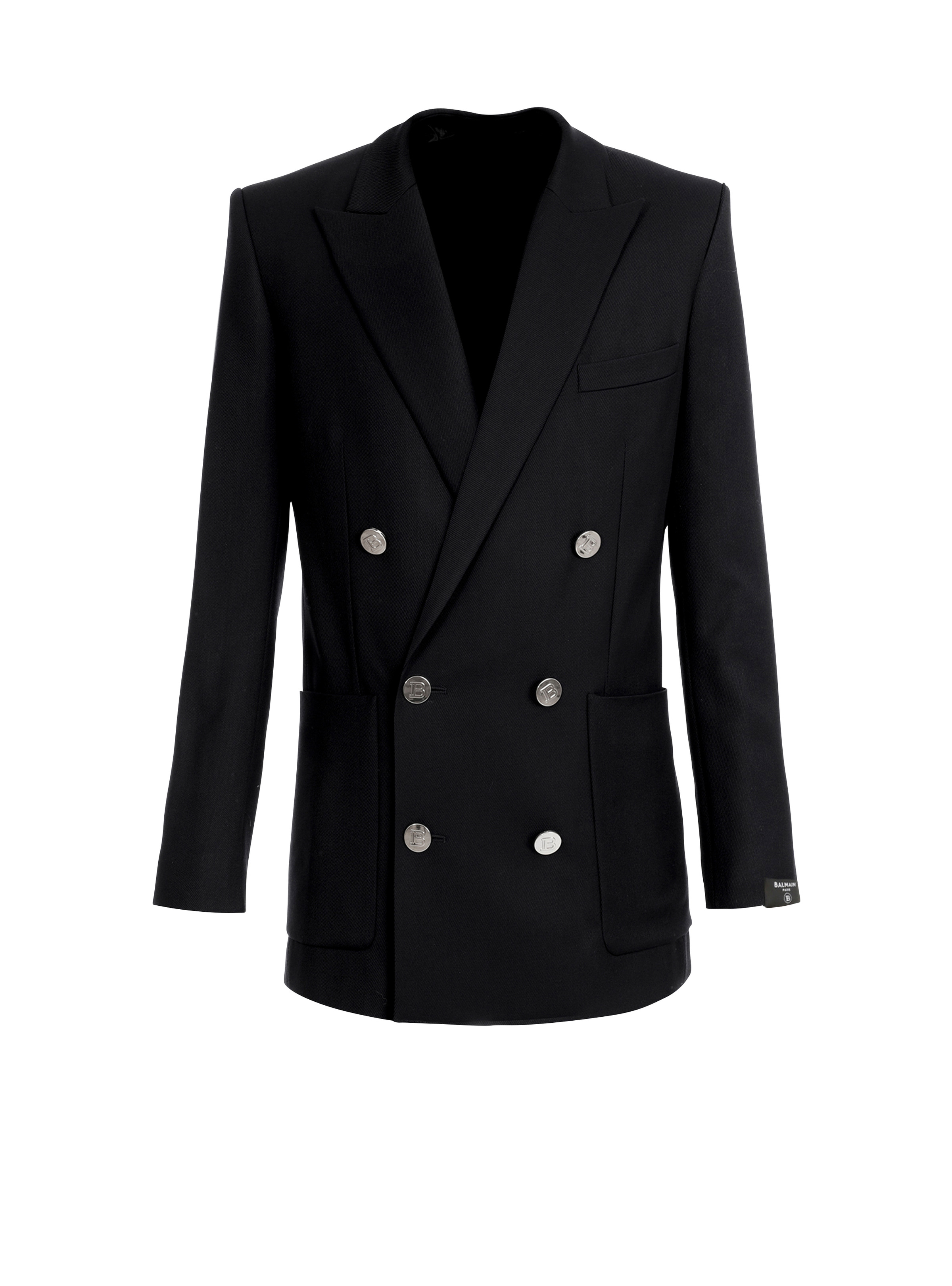 Twill blazer with double-breasted silver-tone buttoned fastening - 1
