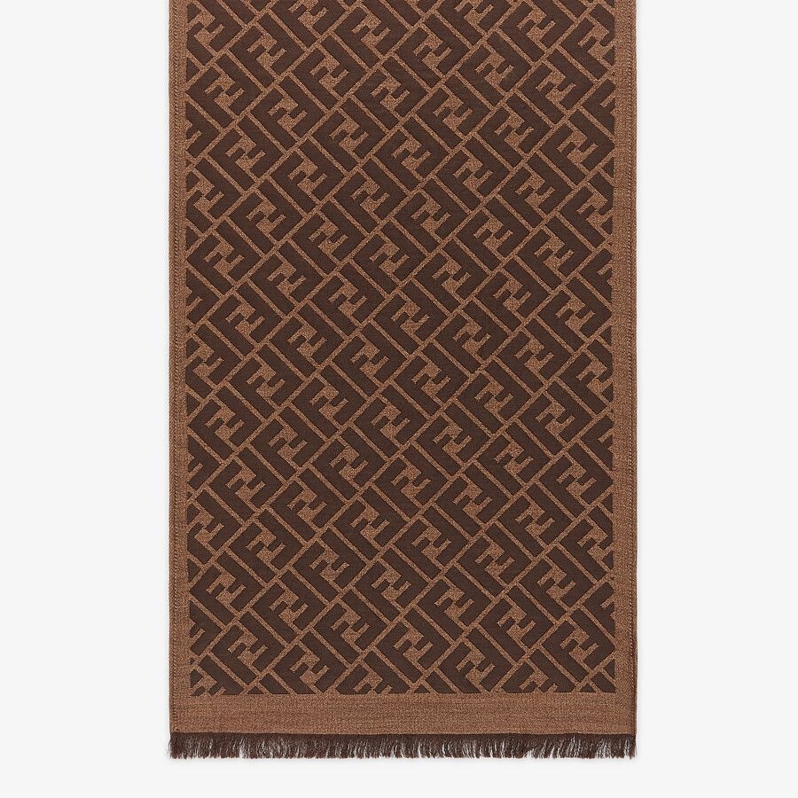 Brown silk and wool scarf - 1