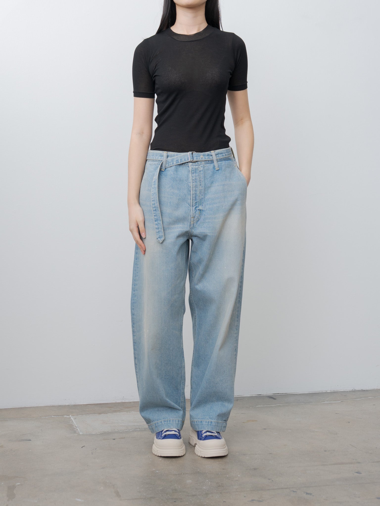 Super High Gauge Sheer Rib Tee - Black - 8