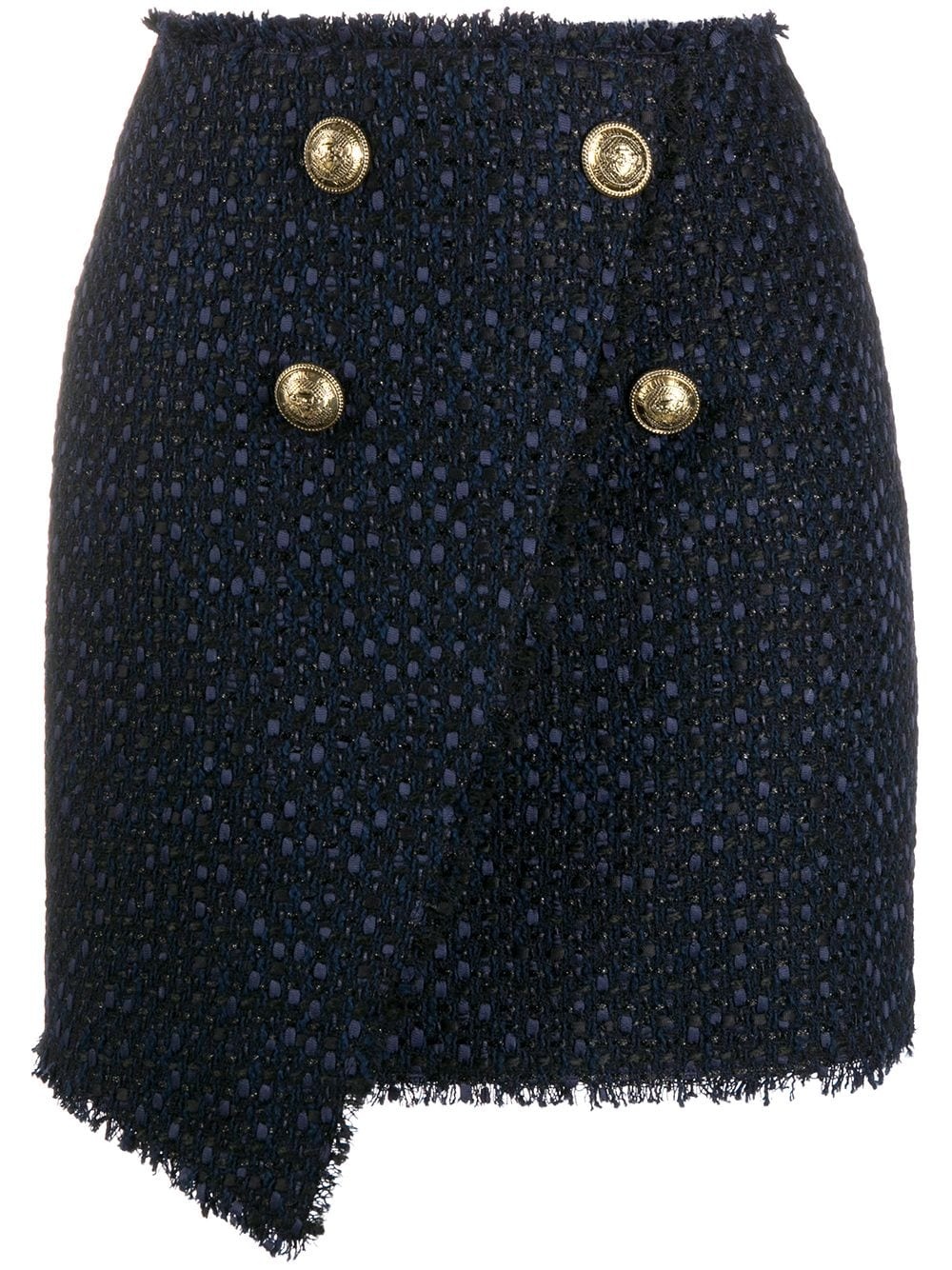 asymmetric wraparound tweed skirt - 1