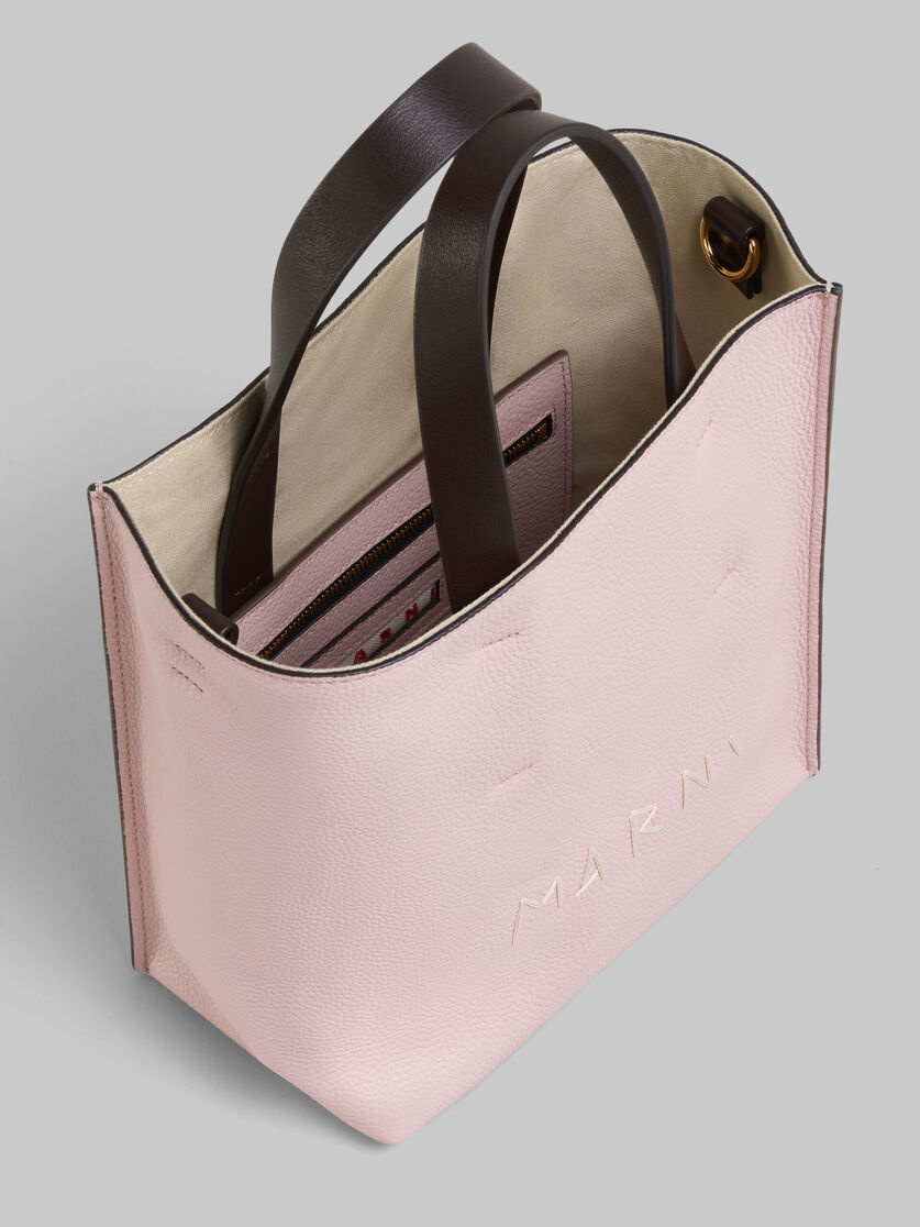 MUSEO SOFT MINI BAG IN PINK COLOUR-BLOCK LEATHER WITH MARNI MENDING - 4