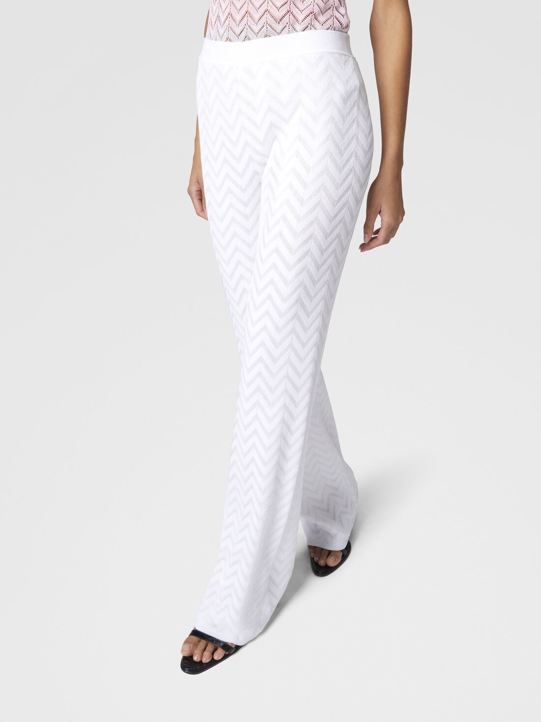 Tonal chevron pattern straight trousers - 5
