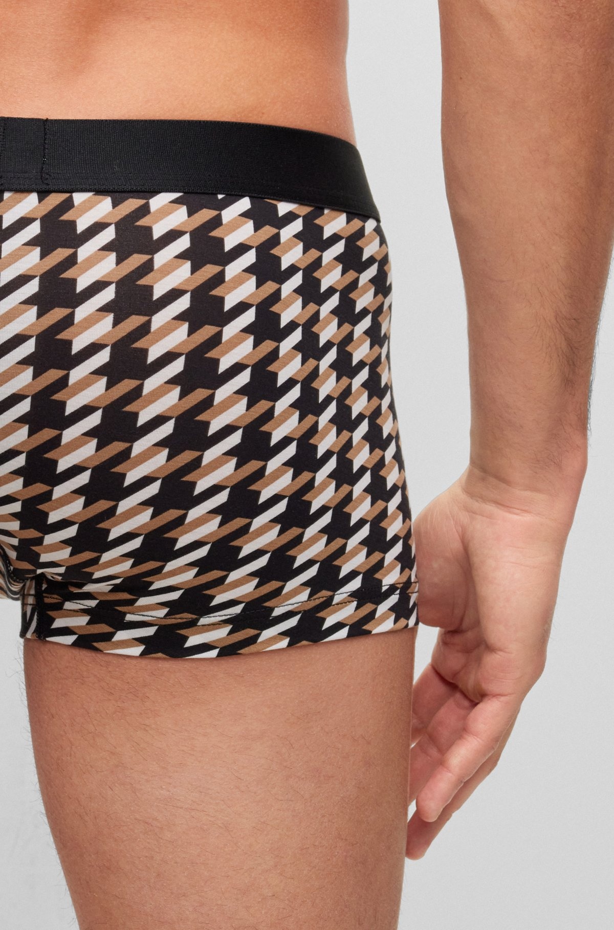 LOGO-WAISTBAND REGULAR-RISE TRUNKS WITH HOUNDSTOOTH PRINT - 5