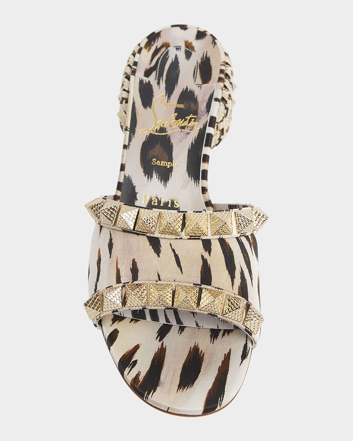 Christian Louboutin Pyramule Studded Leopard Block-Heel