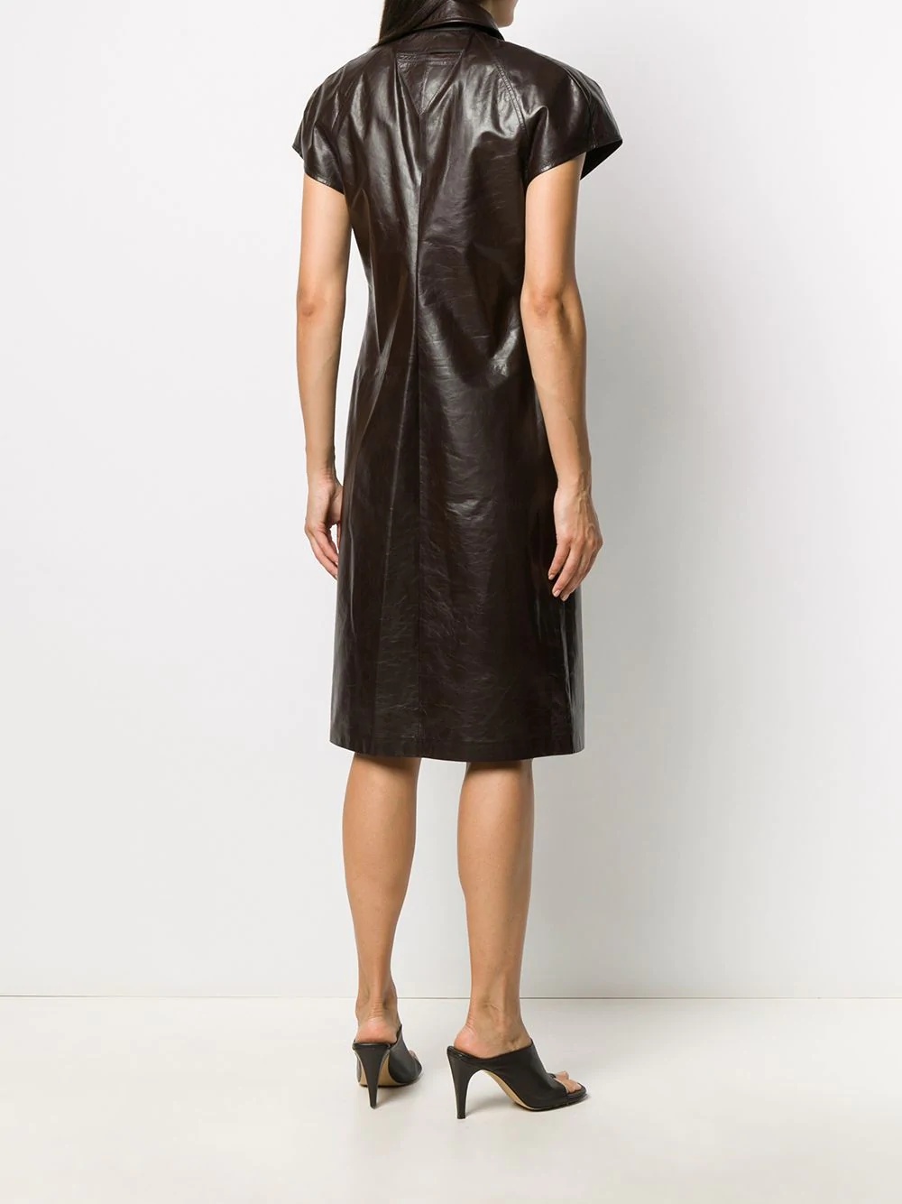 sculpted shoulder shirt dress - 4