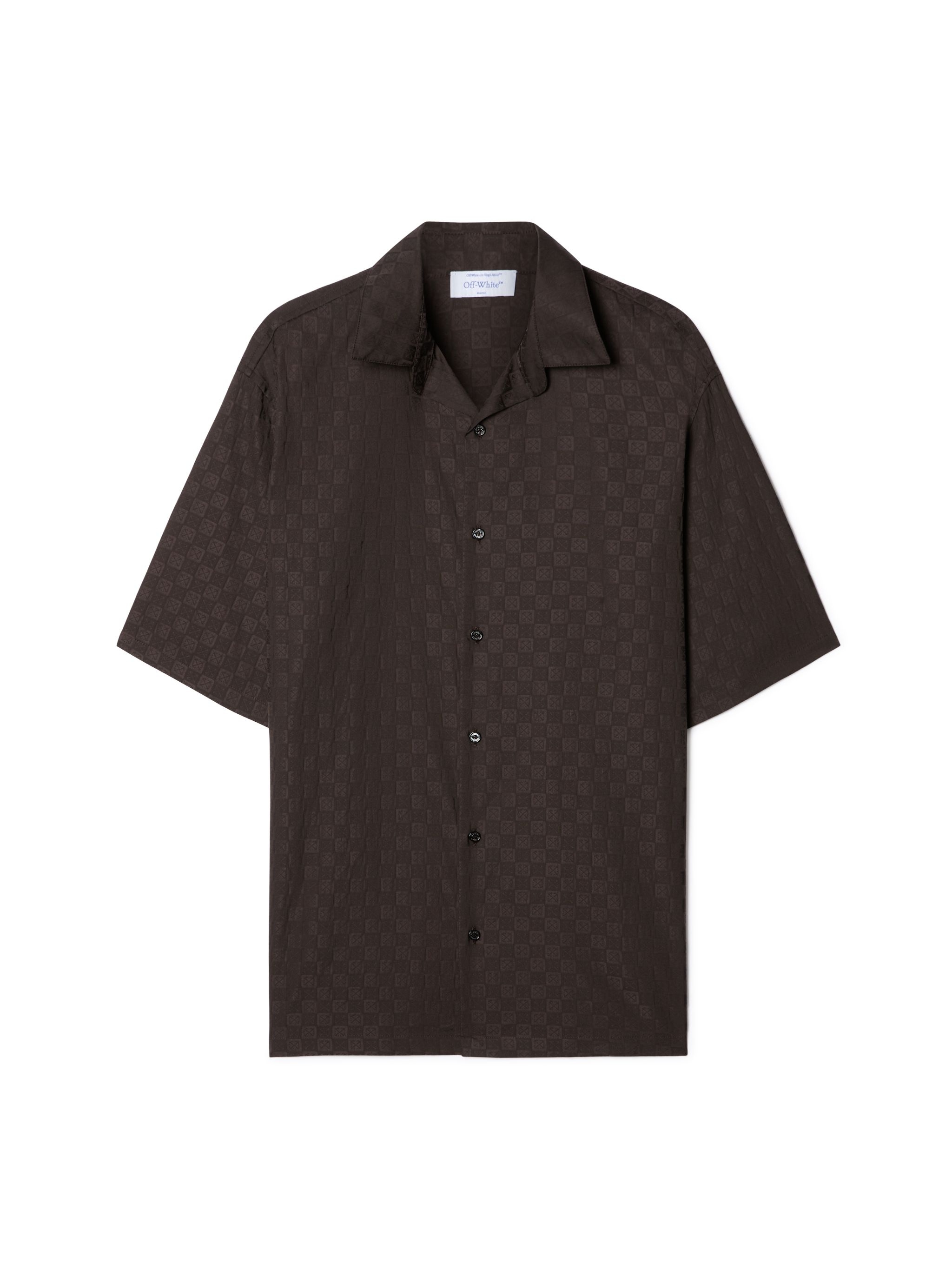 Chocolate Jacquard Check Bowling Shirt - 1