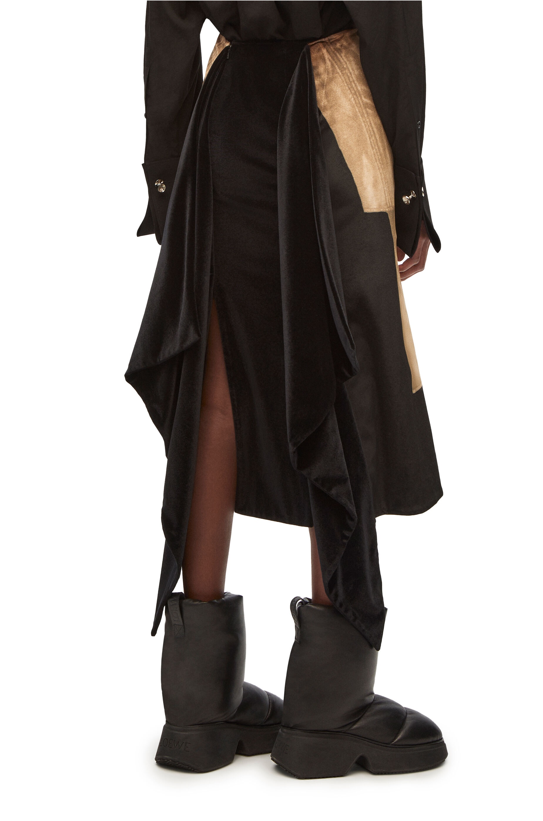 Trompe l'oeil skirt in velvet - 4