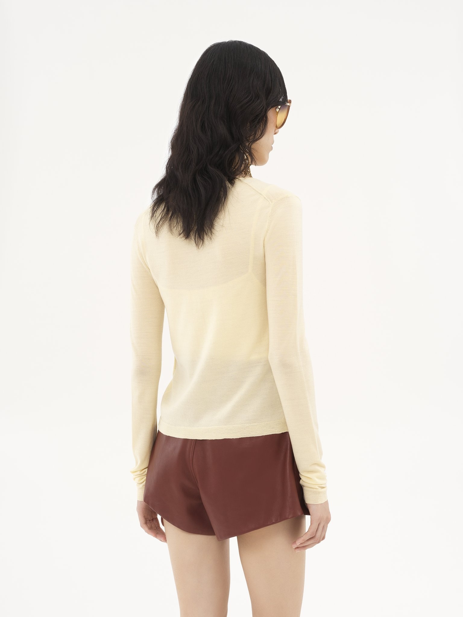 SCOOP-NECK FITTED CARDIGAN IN SUPERFINE WOOL KNIT - 5