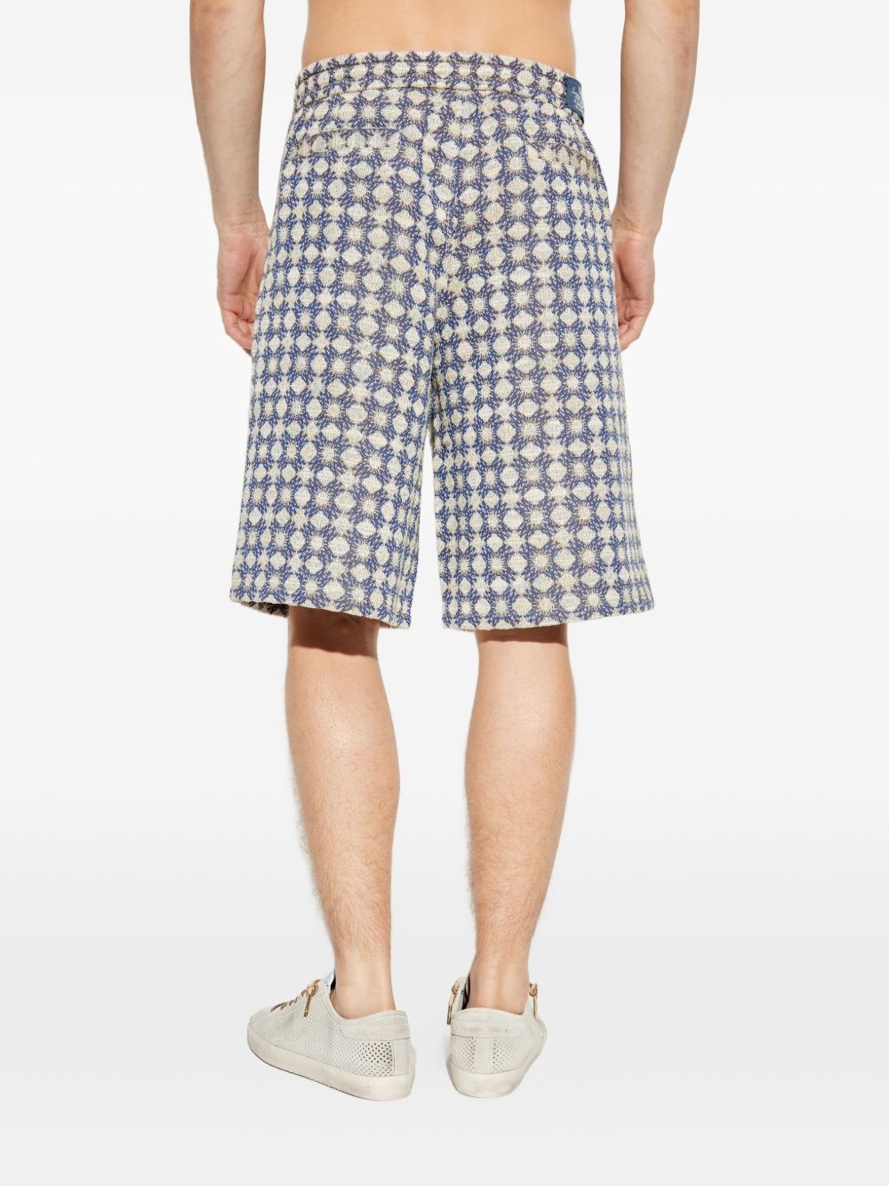 geometric-pattern drawstring shorts - 4