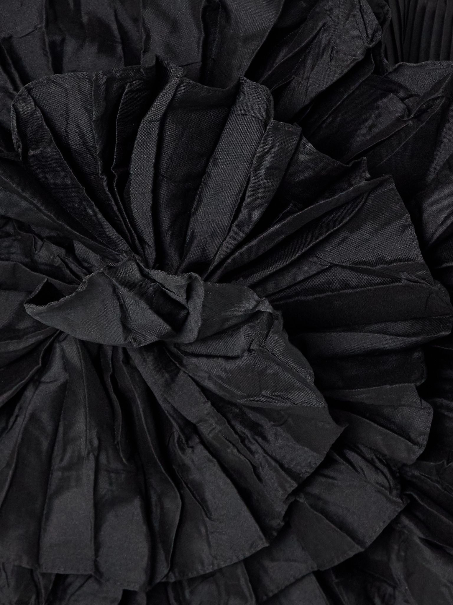 No Me Olvides appliquéd pleated taffeta top Black - 5