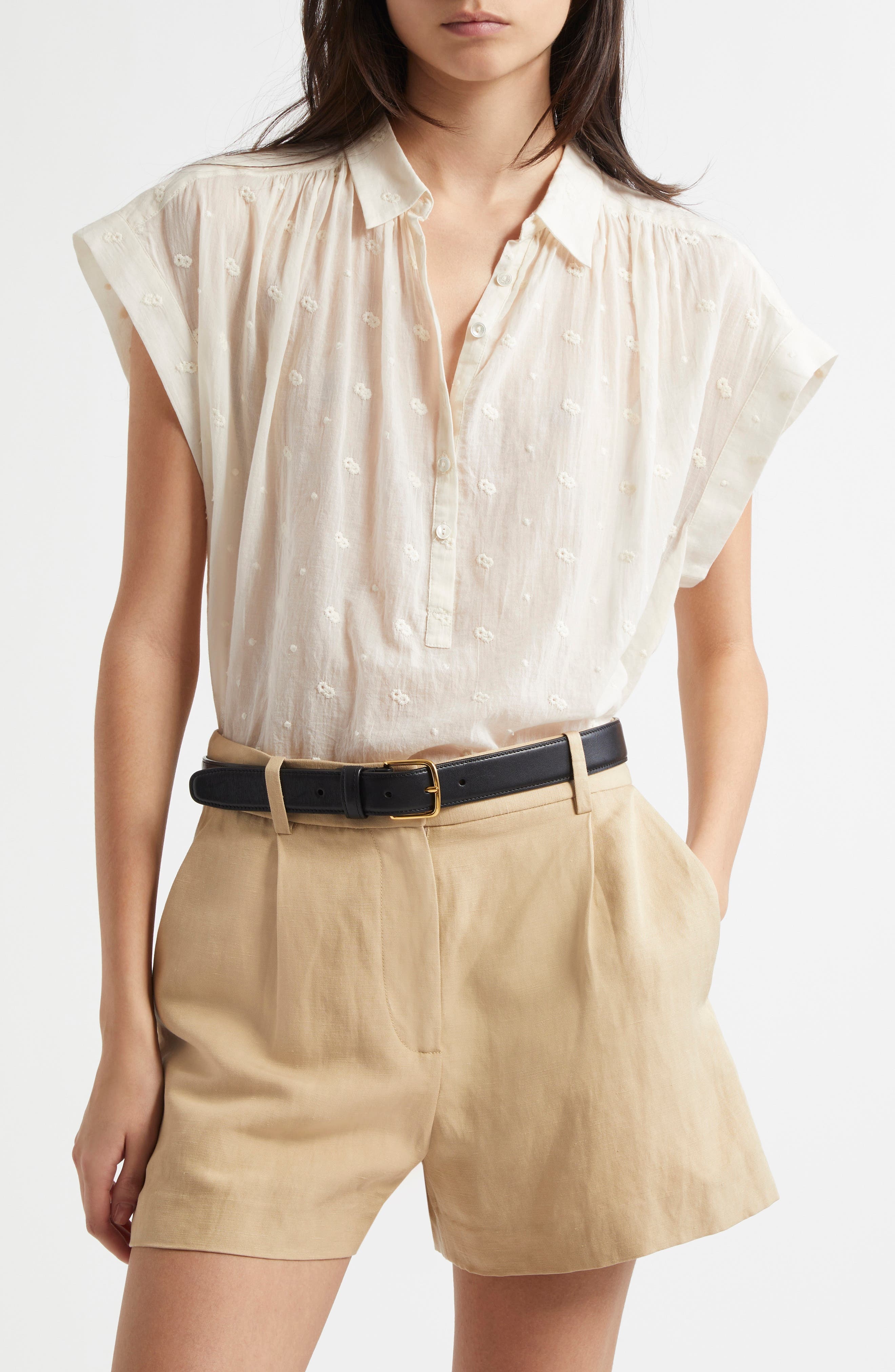Nili Lotan Normandy Embroidered Shirt in Ivory at Nordstrom - 1
