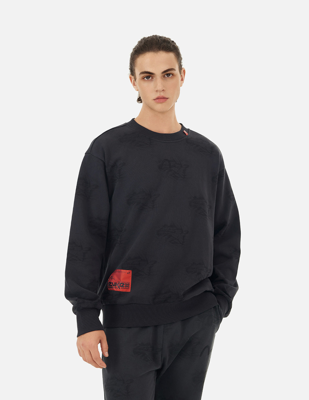 Allover Crinkle Logo Print Regular Fit Sweatshirt - 6