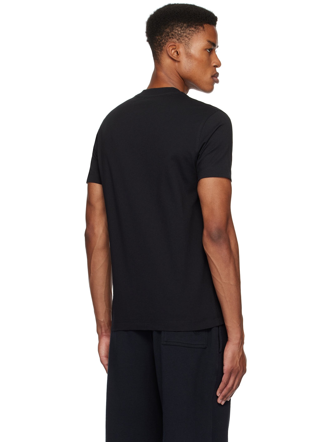 Black Check Label Cotton T-shirt - 3
