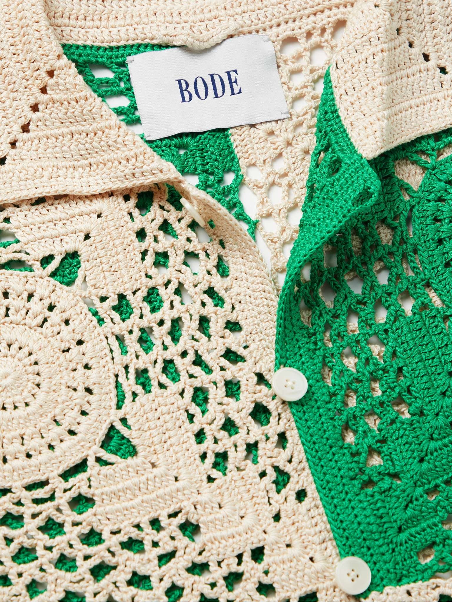 Colour-Block Crochet-Knit Cotton Shirt - 5