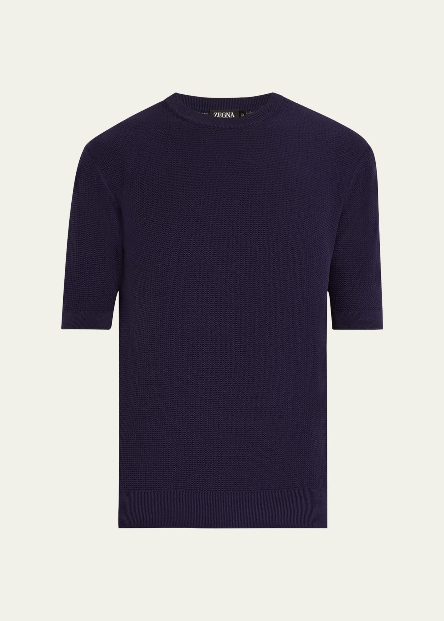 Men's Cotton Honeycomb Short-Sleeve Crewneck Sweater - 1