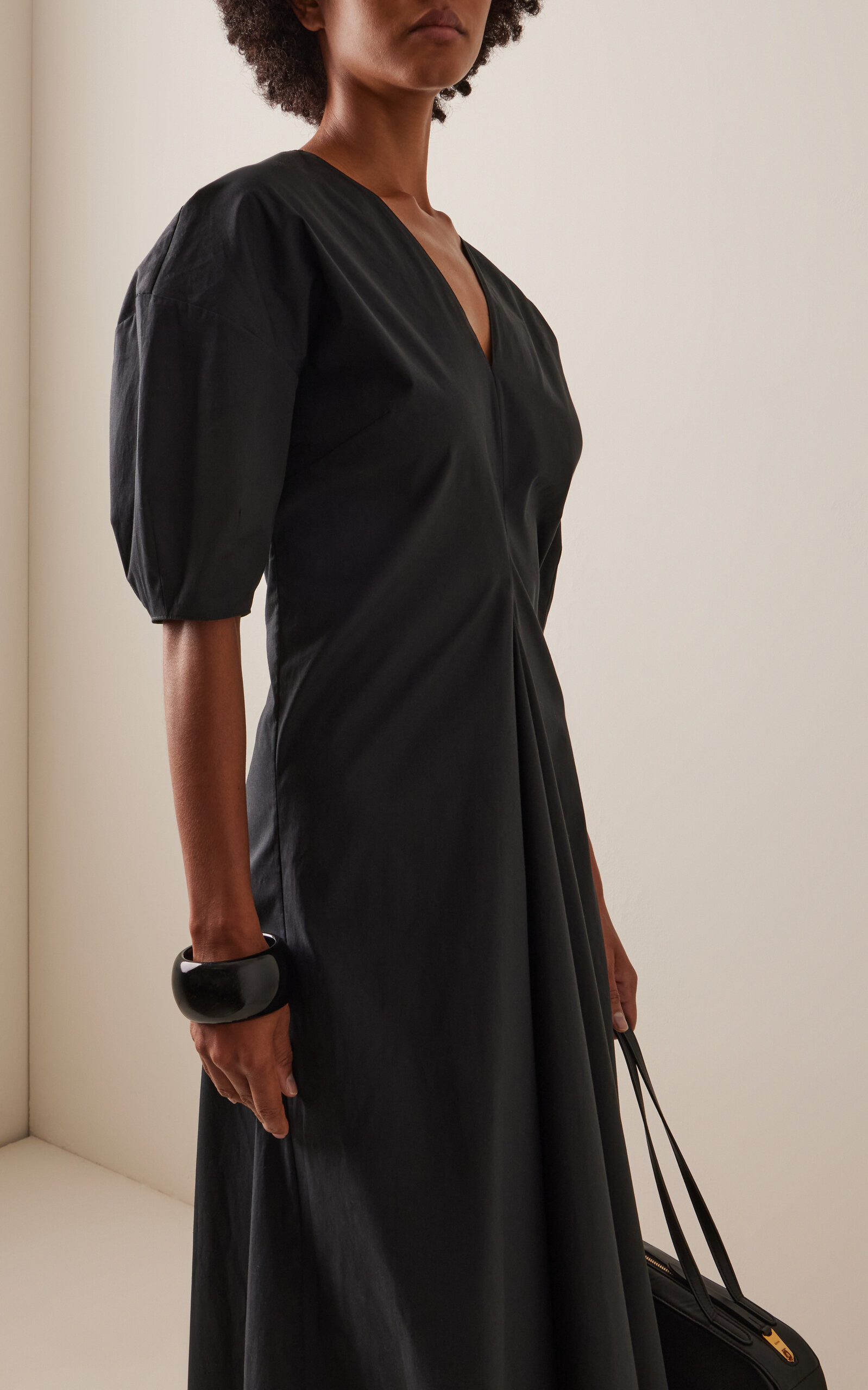Stretch-Cotton Poplin Dress black - 3