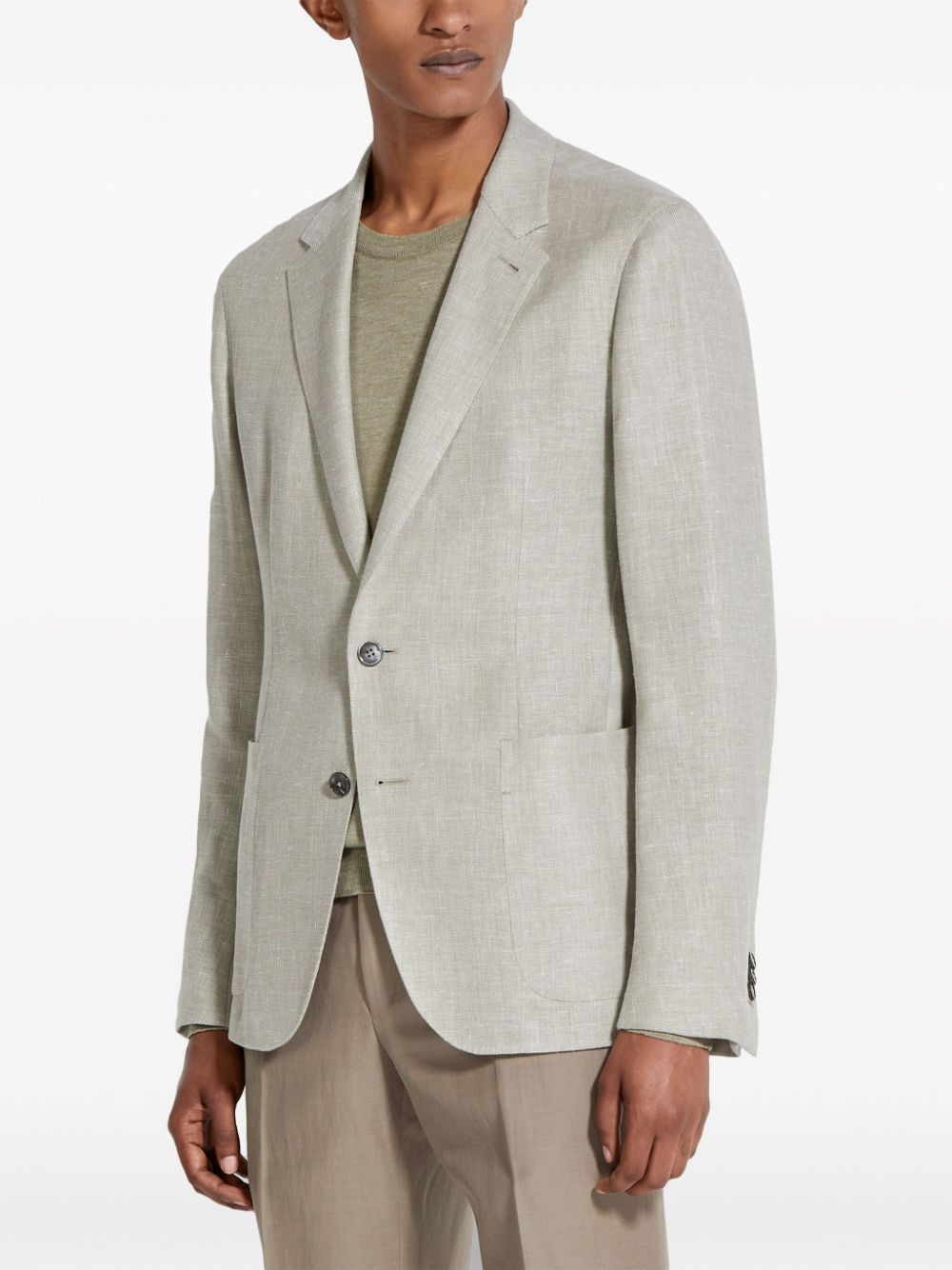 linen-blend blazer - 3