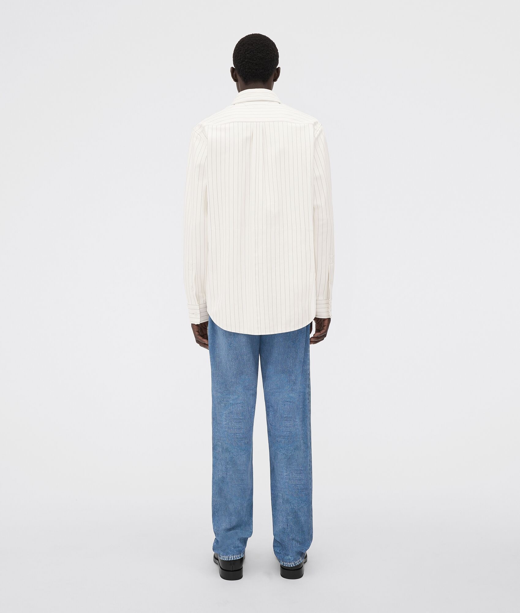 printed leather pinstripe shirt - 3