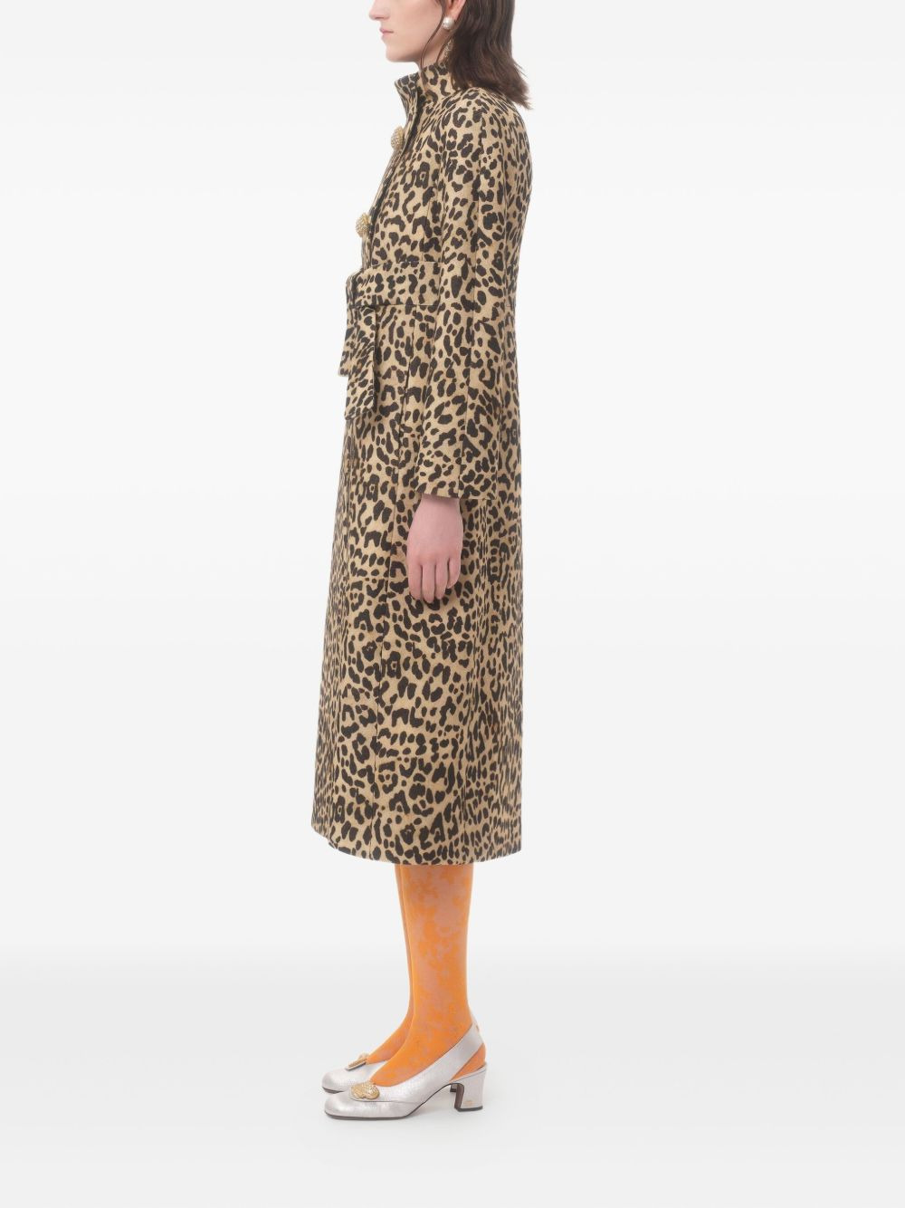 leopard print belted coat - 2