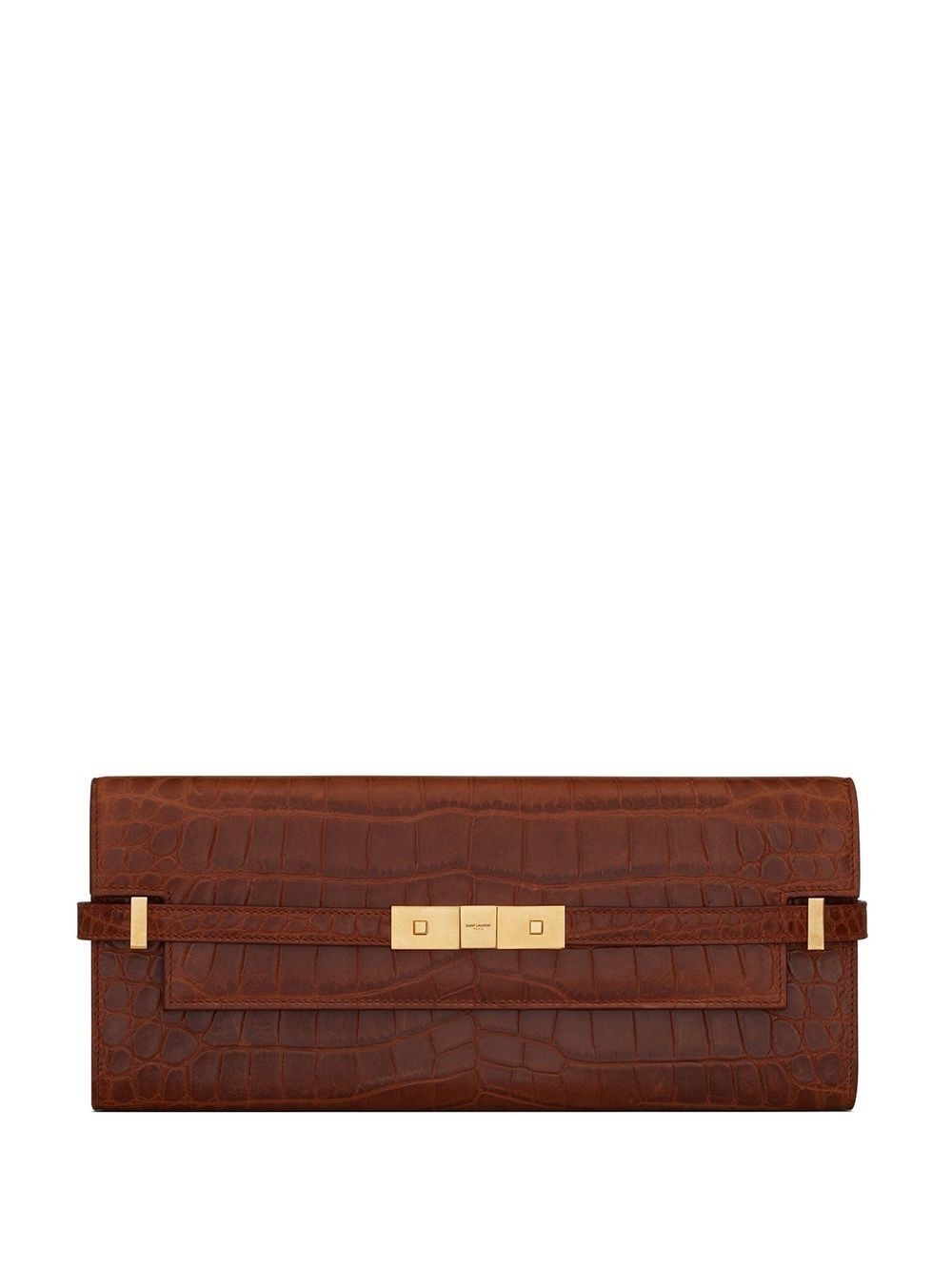 crocodile-effect leather clutch bag - 1