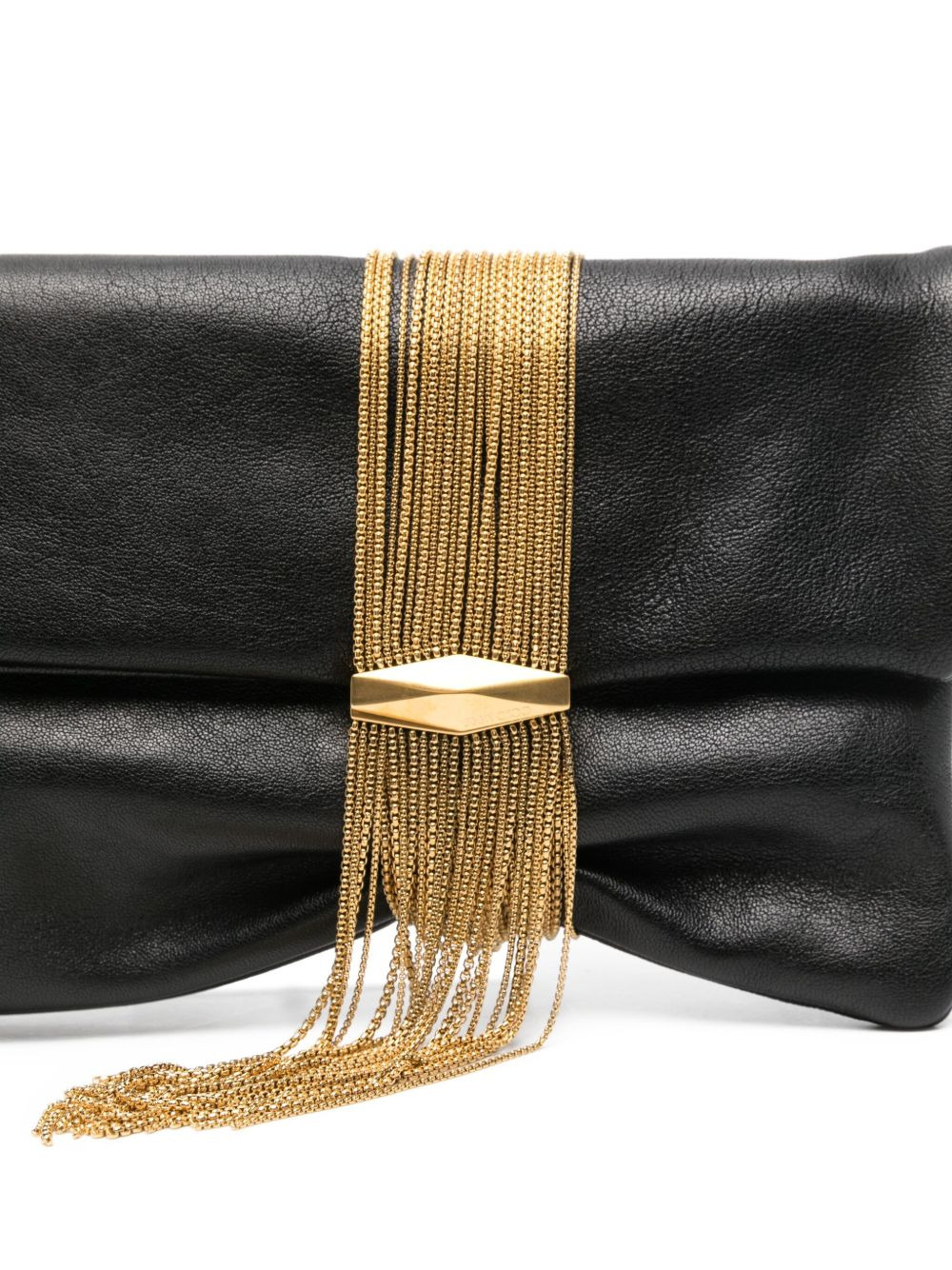 Zandra chain-embellished leather clutch - 4