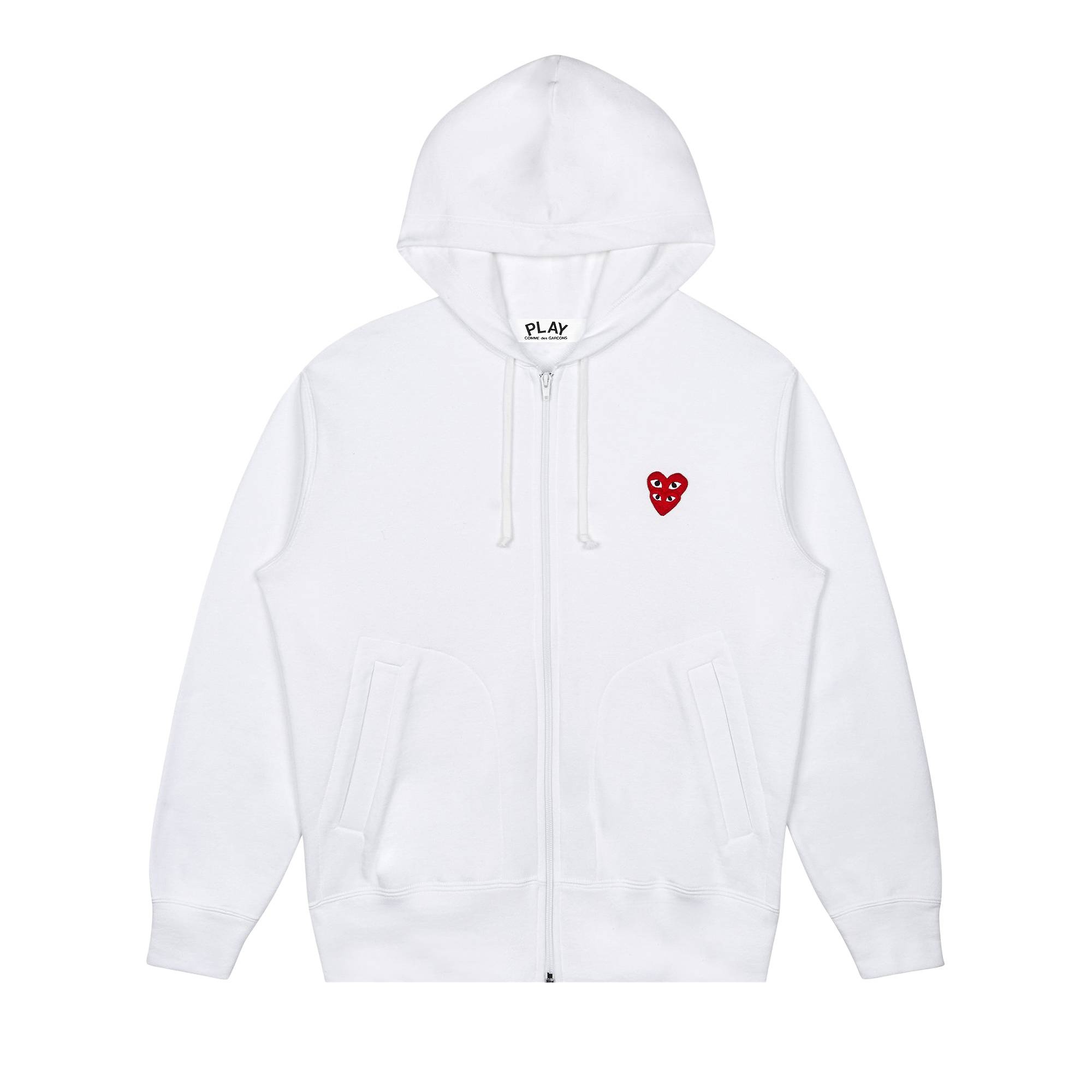 Comme des Garçons PLAY Stacked Heart Hooded Sweatshirt 'White' - 1