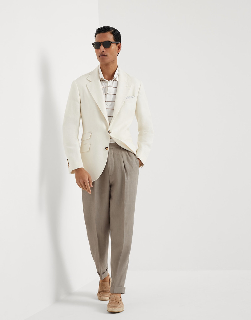 Linen, silk, virgin wool and cotton chevron deconstructed Cavallo blazer 5