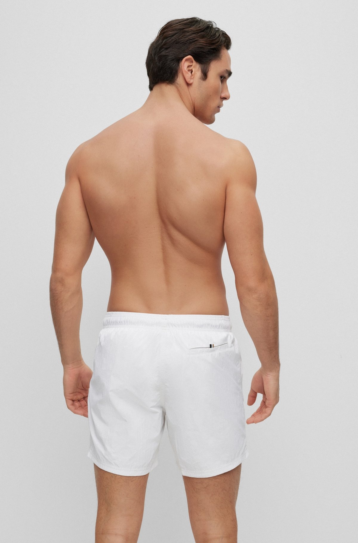 QUICK-DRY SWIM SHORTS WITH LARGE LOGO PRINT - 4