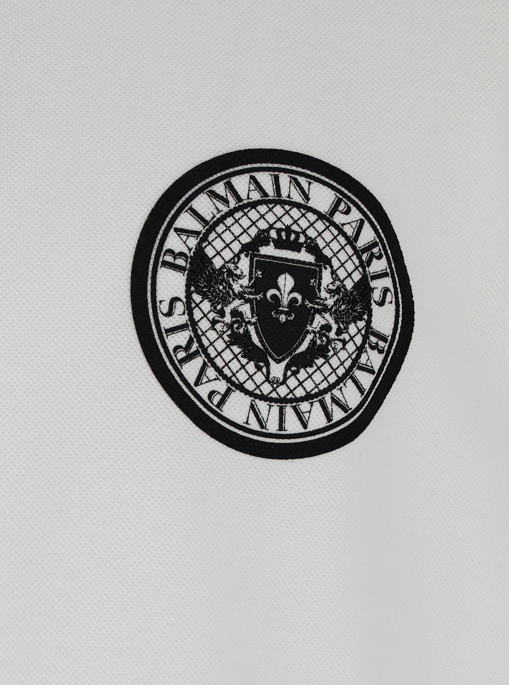 Balmain Men White Polo Shirt With Collar And Coin Print On The Front In Cotton Man - 3