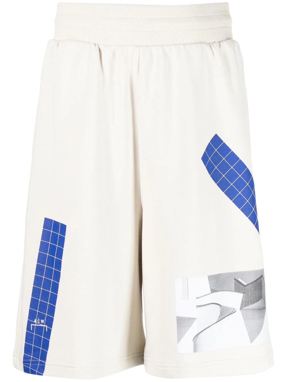 graphic-print organic cotton track shorts - 1