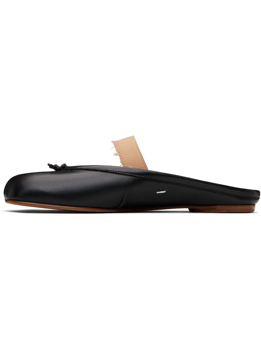 Black Tabi Elastic Band Mules - 3