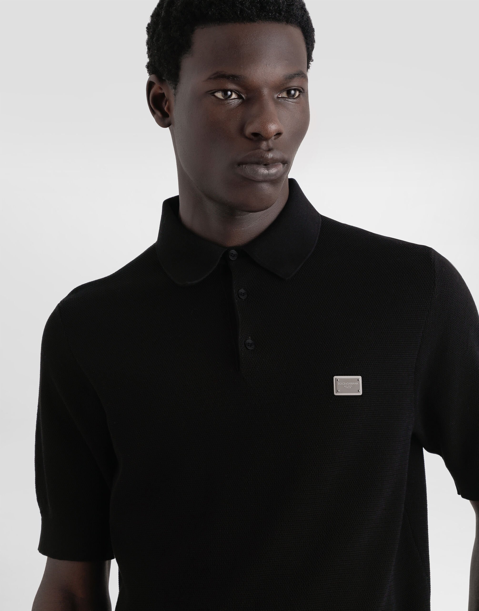 Cotton polo-shirt with logo tag - 4