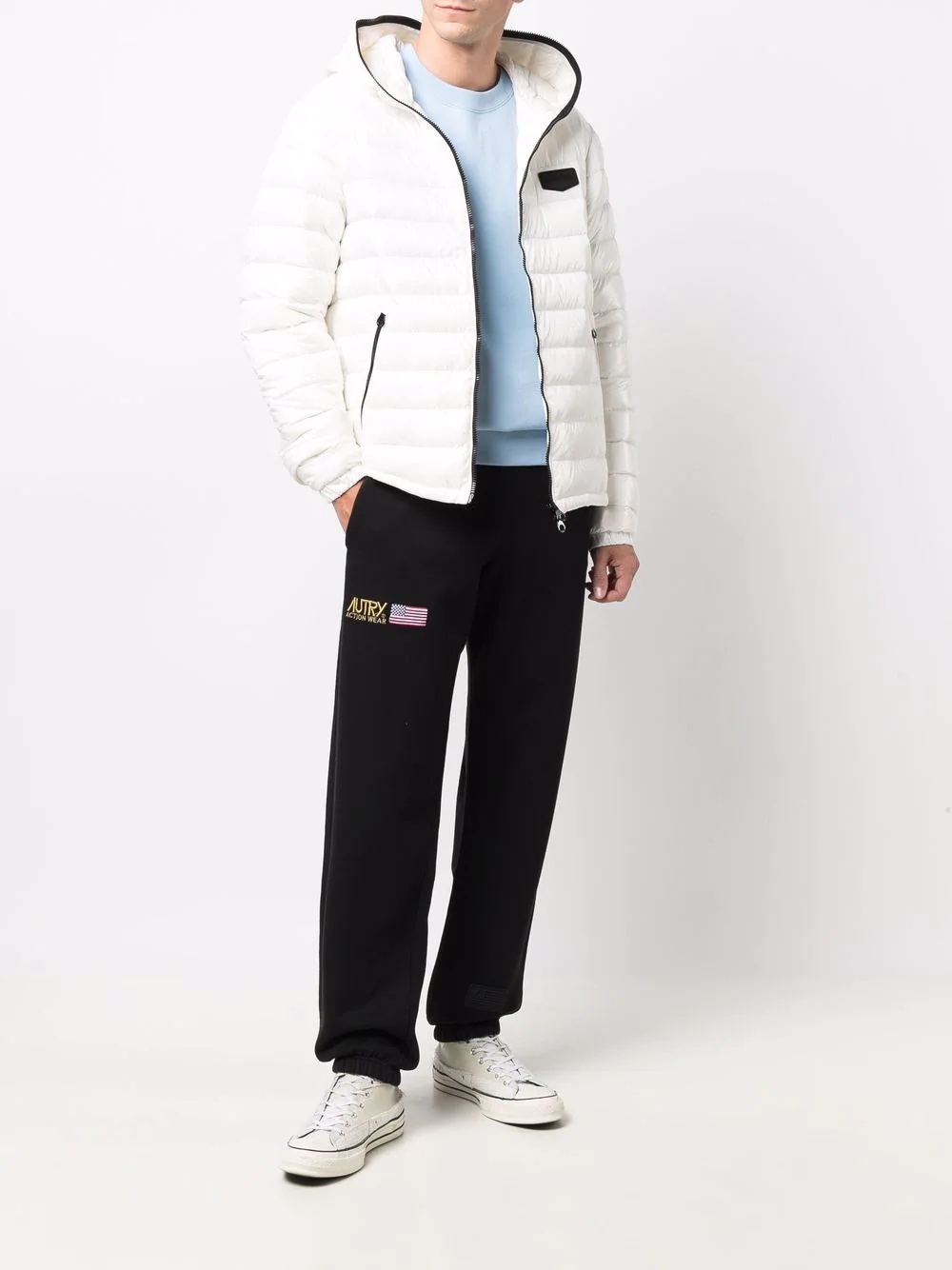 logo-patch feather-down puffer jacket - 2