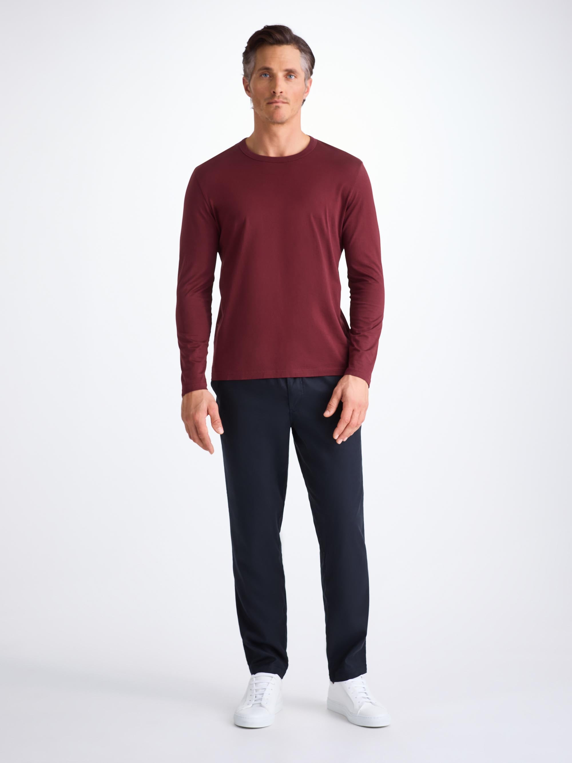 Men's Long Sleeve T-Shirt Barny Pima Cotton Burgundy - 3
