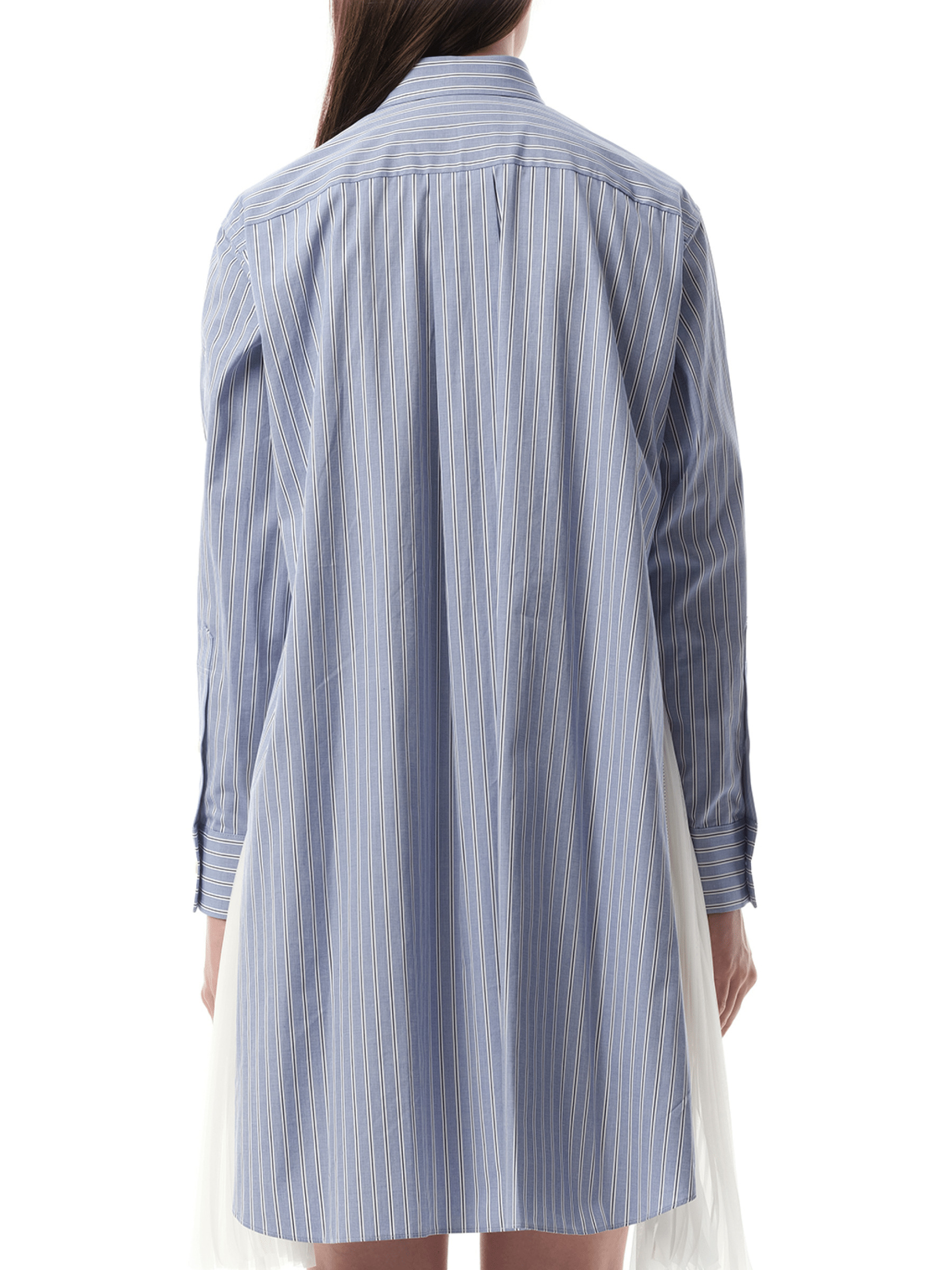 Cotton Poplin Stripe Dress in Light Blue - 6