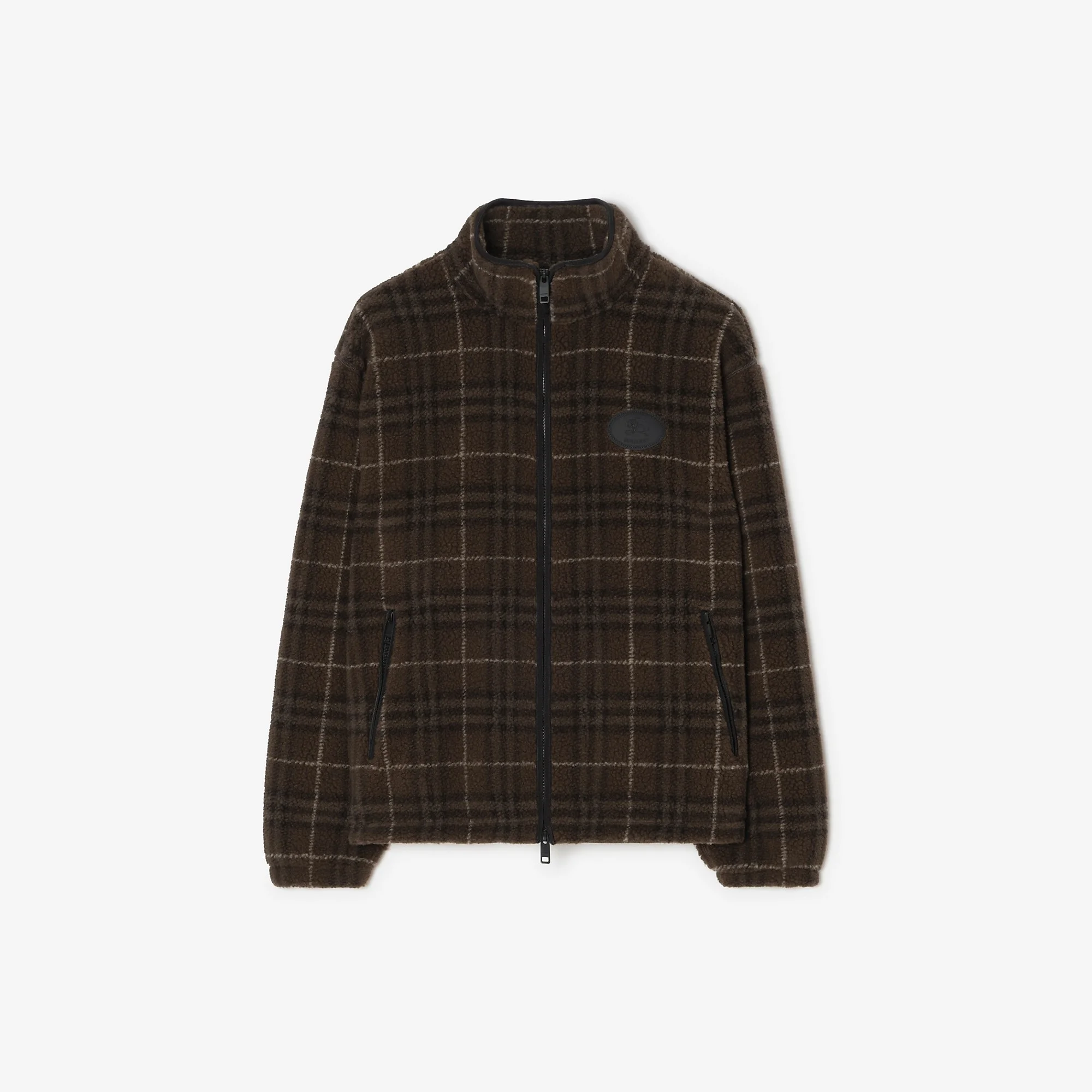 Check Wool Cashmere Blend Fleece Jacket - 1