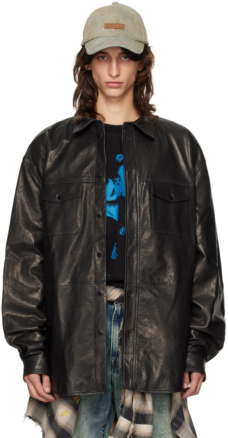 Black Post Punk Leather Jacket 1